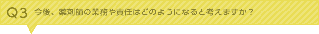 Q3：今後、薬剤師の業務や責任はどのようになると考えますか？